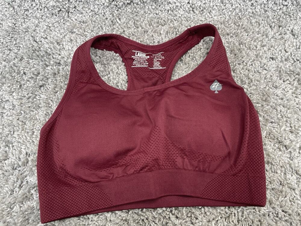 Women’s Racerback Sports Bra Zero Foxtrot Color Maroon Size Large Padded